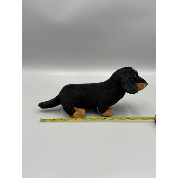 Animal Alley Dachshund Weiner Dog 12" Plush Black Brown Realistic Toys R Us - Picture 6 of 11
